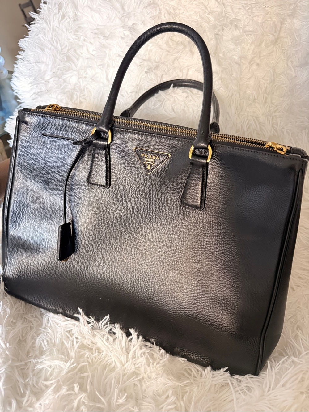 Prada Black Saffiano Leather Top-Handle Bag